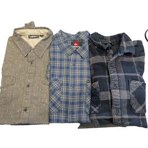 Quicksilver Vans Volcom Long Sleeve Button Down Lot Of 3 Men's Large Shirt